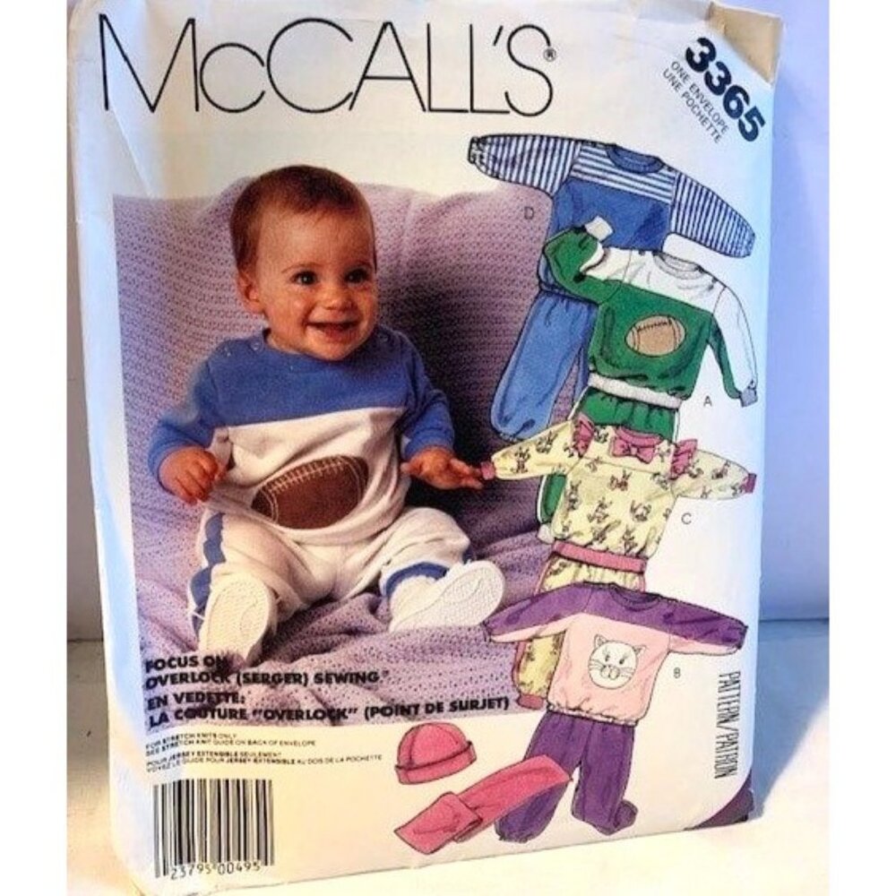 McCalls 3365 Kids Tops Pants & Hat Pattern Size S M L Uncut 1980s Adorable Fun!